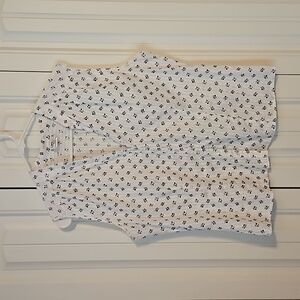 Lightweight white and blue floral top